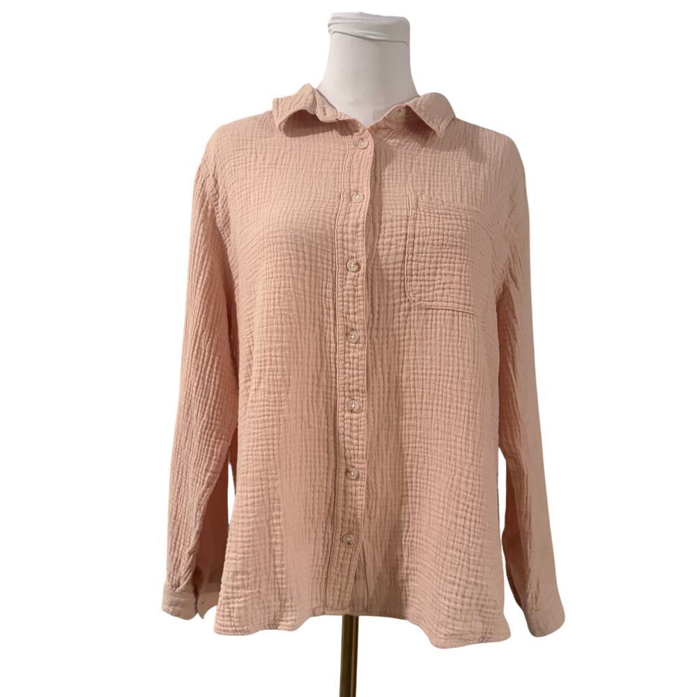 C&C California Blush Pink Double Gauze Button Up Shirt XL 100% Cotton Casual